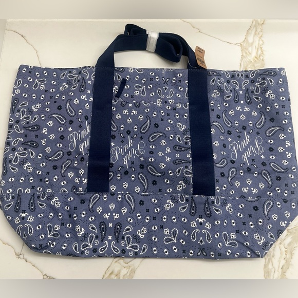 Victoria’s Secret Pink Blue Bandana Tote Bag - Picture 1 of 6